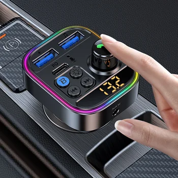 FM-передатчик, автомобильное зарядное устройство, вход AUX, совместимый с Bluetooth 5.3, многофункциональное автомобильное зарядное устройство, воспроизведение музыки, громкая связь, 12 В-24 В