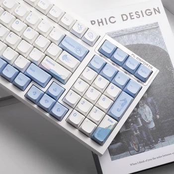 133 Клавиши Ocean Whale Theme XDA Profile Keycap PBT Keycaps Для Механической клавиатуры MX Switch Сублимация краски Синие Белые Колпачки для клавиш