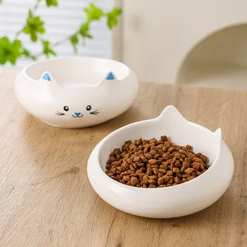 Мультяшная Керамическая миска для домашних животных, 3 цвета с рисунком кошки, Миски для еды и воды для щенка, Собаки, Кошки, зоотоваров, аксессуаров