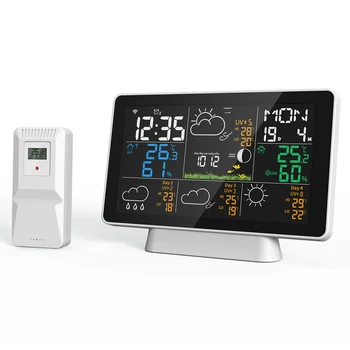 Метеостанция Tuya WIFI с 7,5-дюймовым ЖК-дисплеем, цифровой термометр, термометр для прогноза погоды, гигрометр, датчик на открытом воздухе