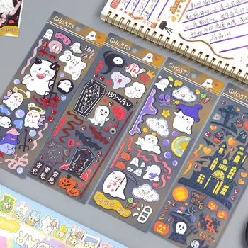 kawaii 2шт, забавная серия фотографий на Хэллоуин, декоративные наклейки Kpop, декоративные наклейки для ноутбука, школьные канцелярские принадлежности