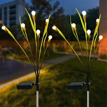 Новый солнечный светильник для газона, светодиодный динамический зеленый лист, светлячок, качающийся наружный садовый ландшафтный светильник