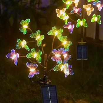Светильник Butterfly Butterfly со светодиодными вставками во дворе, ветки, солнечная энергия, наземная лампа на солнечной энергии, освещение внутреннего дворика, уличный светлячок