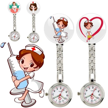 Модные мультяшные персонажи, Стеклянные Кабошоны с принтом Медсестры, доктора, милые зажимы для карманных часов, Больничные Медицинские Офисные часы