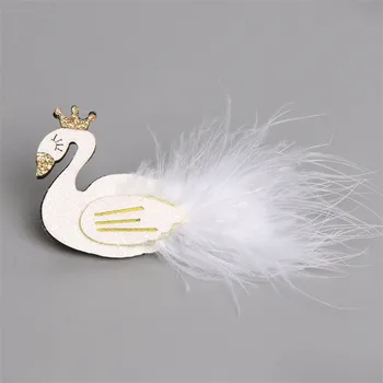 3D заколка для волос в виде лебедя в короне, модные заколки для волос в виде лебедя со сверкающими перьями, детские заколки, аксессуары для волос в виде короны.