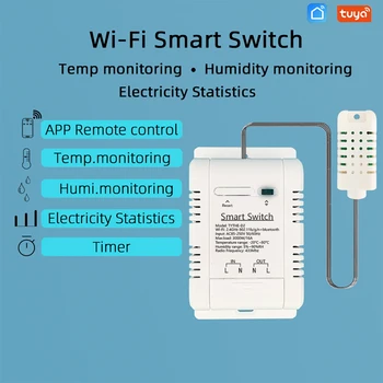 Датчик температуры и влажности Tuya Control Переключатель статистики питания Alexa Google Smart Life WiFi Smart Monitor 433 МГц