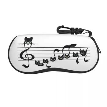 Черный Кот с музыкальными нотами, защитные чехлы для очков, модный футляр для солнцезащитных очков, чехол для очков с изображением котенка с изображением животного