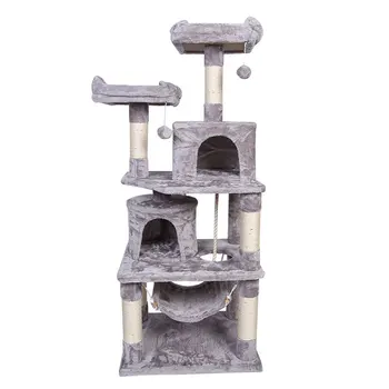 Мебель для кондоминиума Cat Tree Tower, 4 уровня, Игрушечный домик для кошек, Корзина для кровати, Гамак, Игровой туннель, Скребок для деревьев, Принадлежности для роскошного гнезда