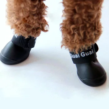 Ботинок для хот-дога, Водонепроницаемая Противоскользящая Обувь для домашних животных, Ботинок для Щенка Собаки (Черный)