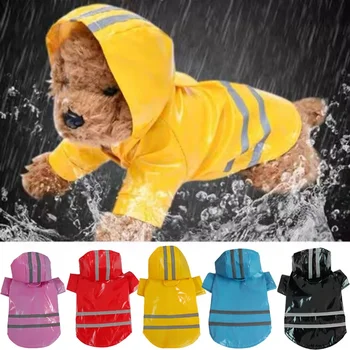 Одежда для собак, плащи с капюшоном, Светоотражающая полоса, Дождевик для собак, Непромокаемые куртки, Уличная Дышащая одежда для щенков, Дождевик