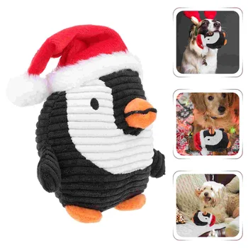 1 шт. игрушка для собак, устойчивая к укусам, Рождественский пингвин, пищащая игрушка, плюшевый пингвинчик