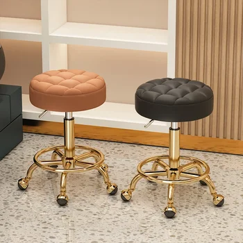 Парикмахерское кресло Gold Beauty для макияжа Мебель Офисный стол Табурет с колесиками Поворотный Круглый табурет на 360 °