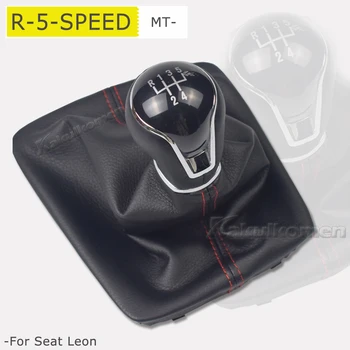 Для Seat Leon III 3 MK3 2012 2013 2014 2015 2016 2017 Автомобильный стайлинг 5/6 Ступенчатая ручка переключения передач на уровне кожаного багажника