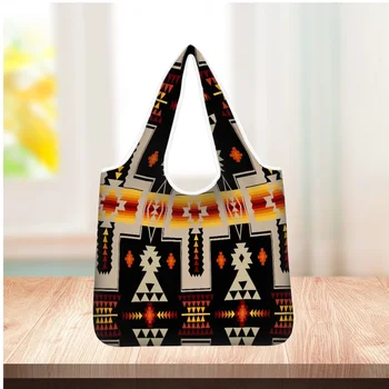 Племенная геометрическая печать TOADDMOS, повторяемая Экологичная хозяйственная сумка, Моющаяся Складная женская сумка-тоут большой емкости для хранения