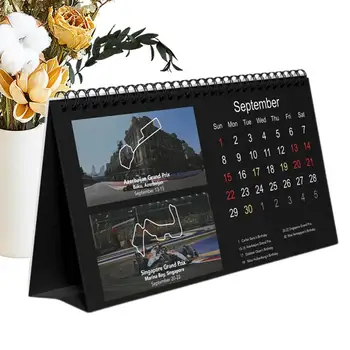 Настольный календарь гоночной трассы Формулы-1 на 2024 год, календарь гоночных автомобилей Формулы-1, двухпроводной переплет, простое планирование, тематический календарь гонок для офиса и дома
