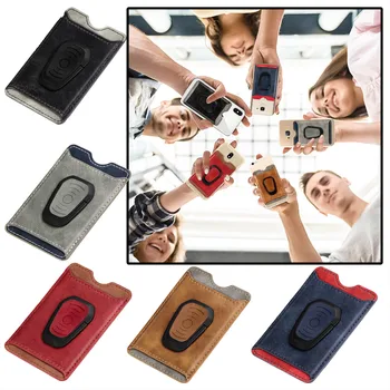 кожаный держатель для телефонных карт, чехол для кошелька, держатель для кредитных карт, креативный карман для телефона практически для всех мобильных телефонов
