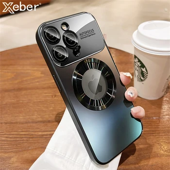 Роскошный Стеклянный Объектив Камеры Для Защиты Magsafe Case Для iPhone 15 Pro Max 14 13 12 11 AG Матовый Закаленный Бампер С Магнитной крышкой