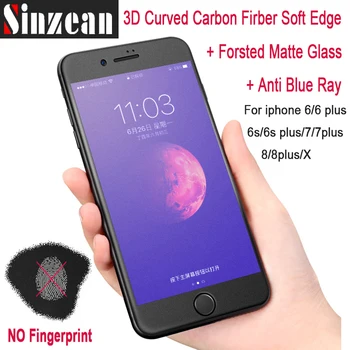 100шт 3D углеродного волокна матовый blue ray протектор из закаленного стекла для iPhone 15 14 13 12 11 pro max mini xs max XR 8 7 6S 7 plus