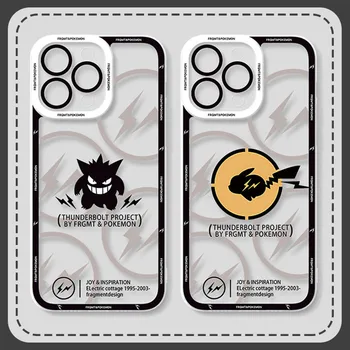 Чехол Pokemon Gengar Pikachu для iPhone 14 11 Pro Max 13 12 Mini XR XS X 8 7 6 6S Plus SE 2020 Мягкий Силиконовый Противоударный Чехол