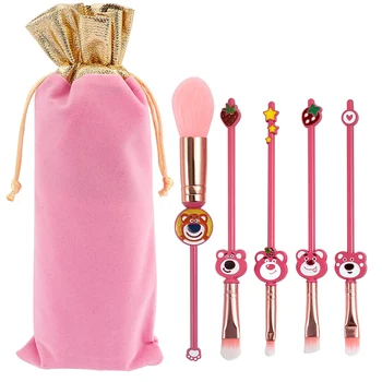 5шт Розовый Disney Toy Story Lotso Металлический Набор Кистей для Макияжа Для Женщин Девочек Прекрасный Медведь Тени Для Век Брови Кисти Для Губ Подарки