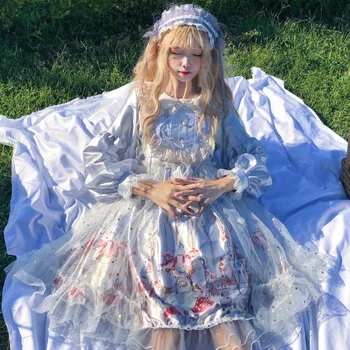 Оригинальное милое платье с длинным рукавом в стиле осенней сказки, весенне-осенняя юбка в стиле Лолиты, платье принцессы для девочек