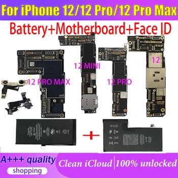 Для iPhone 12 Pro Max / 12 MINI Материнская плата + Face ID + оригинальный аккумулятор, состоящий из трех частей, iCloud очищен и разблокирован на 100% Исправен