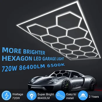 E-top 14 Grid Hexagon Light System Car DIY Detailing Light для Мастерской Шестиугольный Потолок Гаража Шестиугольные Светодиодные Фонари