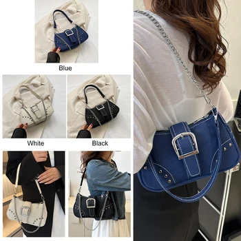 Женская модная сумка для подмышек Y2K, повседневная сумка для подмышек, холщовая крутая сумка для подмышек, универсальная сумка для свиданий на молнии