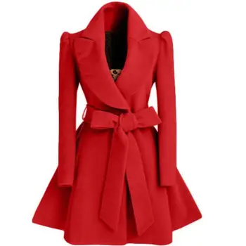 Корейская женская шерстяная ветровка, пальто, куртка, пальто красного цвета XL, осенне-зимняя длинная ветровка, пальто, модное пальто, куртка