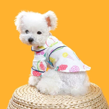 Пижамы для домашних животных для собак, теплая одежда для собак, Мягкие пижамы для щенков с милым фруктовым принтом.