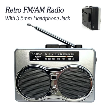 Ретро FM / AM Радио С Двумя Динамиками Стерео Старый Кассетный Плеер DC 5V 2XAA Аккумулятор Источник Питания С Возможностью Поворота на 360 Градусов Длинной Антенны