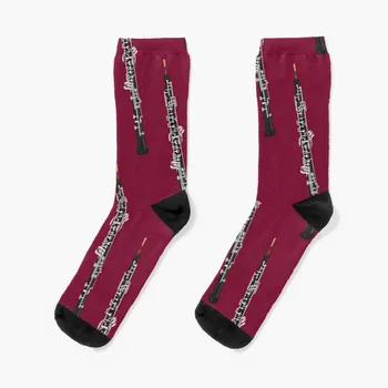 Гобой на темно-красных носках летние мужские носки в пол женские