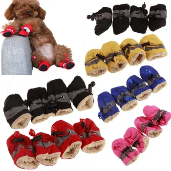 4 шт./компл. Регулируемые ботинки для домашних собак, противоскользящая водонепроницаемая обувь для собак, противоскользящие ботинки для собак, зимние теплые зимние ботинки для собак и кошек