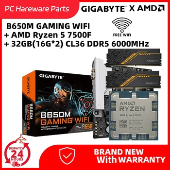 GIGABYTE B650M GAMING WIFI с AMD Ryzen 5 7500F R7 7500F и 32 ГБ (16Gx2) оперативной памяти DDR5 6000 МГц Материнская плата процессор набор памяти