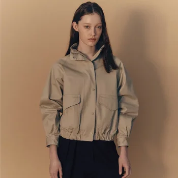 Короткая куртка для женщин, весна и лето 2023, новая однотонная повседневная короткая куртка