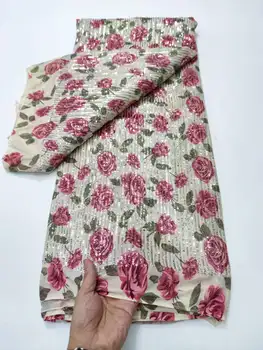 Роскошная Африканская кружевная ткань 2023 новейшая Индийская ткань сари Высокое качество тюль принт 3D блестки кружевная ткань свадебное платье YYZ926