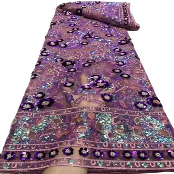 2023 Разноцветная Африканская кружевная ткань с блестками, Роскошная Французская Нигерийская кружевная ткань с бисером, Высококачественное Свадебное платье