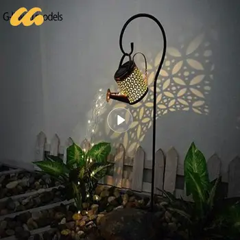 Солнечные садовые фонари, водонепроницаемый полый чайник, художественный пейзаж, уличный фонарь, художественная лампа для двора, проекционный пейзаж с разбрызгиванием воды