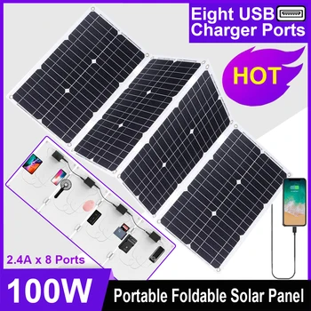 Батарея Солнечных Панелей DC 12V 100W Для Автомобильного Инвертора Monocrystalline Silicon Solar USB 5V