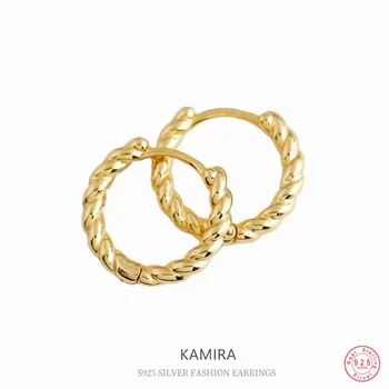 KAMIRA, серебро 925 пробы, Летние классические простые серьги-кольца для женщин, ювелирные изделия, вечеринка, банкет, Изысканный подарок, серьги-обнимашки