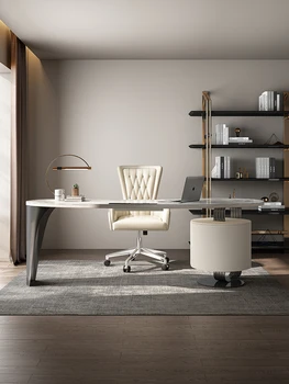 Роскошный стол из каменной плиты, Современная простая гостиная, компьютерный стол высокого класса, Вилла, офисный стол, комбинация стульев