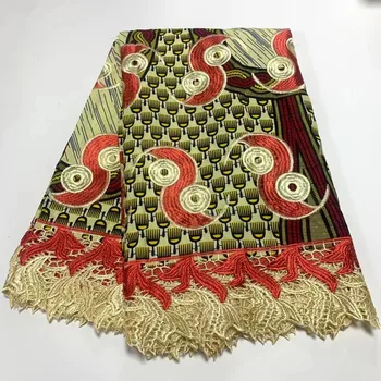 2023 Африканская хлопчатобумажная кружевная ткань 5 ярдов Gold Line, Нигерийская Швейцарская вуаль, хлопчатобумажная кружевная ткань для пошива женских платьев