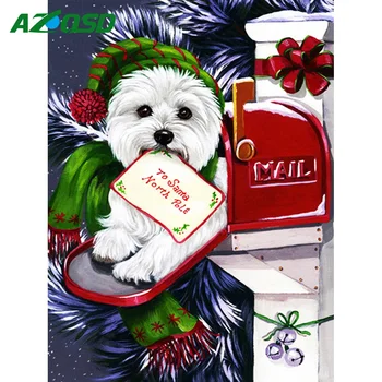 AZQSD 5D Алмазная живопись Собака Животное DIY Полная Квадратная Круглая дрель Вышивка Рождественская картина из стразов Персонализированный подарок