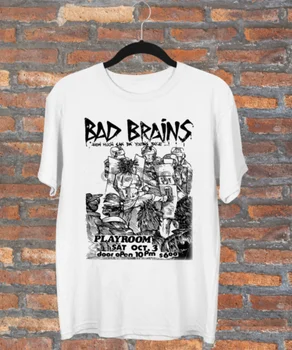 Редкая хлопковая лента Bad Brains в подарок фанату Белая футболка всех размеров TMF633