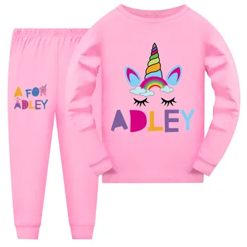 Весенне-осенние комплекты детской одежды A for Adley, пижамы для мальчиков, детские пижамные комплекты, хлопковые пижамы с героями мультфильмов для маленьких девочек