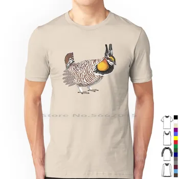 Футболка Greater Prairie Chicken из 100% хлопка Grouse Bird Prairie Chicken Animal Nature Короткая Футболка С Длинным Рукавом