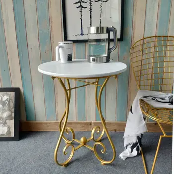 Европейский столик из кованого железа, диван, круглый журнальный столик для гостиной, маленькая прикроватная тумбочка, балкон, деревянный чайный столик