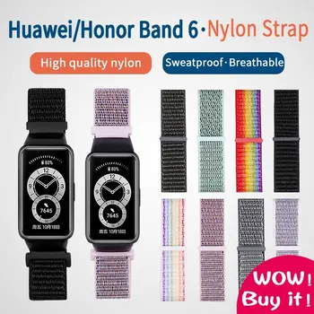 Ремешок с нейлоновой петлей для смарт-браслета Huawei Band 6 Band6, спортивный тканый браслет, сменные ремни для Honor Band 6 Correa