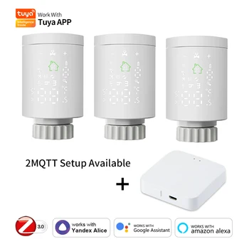 Термостат Tuya Zigbee 3.0 TRV, умный привод радиатора, клапан, термоголовка, программируемый регулятор температуры Alexa Google Home