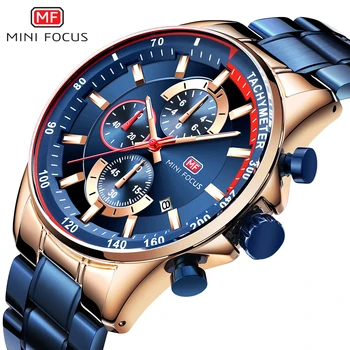 Мужские часы Кварцевые наручные часы из нержавеющей стали, застежка-браслет, водонепроницаемый хронограф, топовый бренд, роскошные модные часы MF0218G